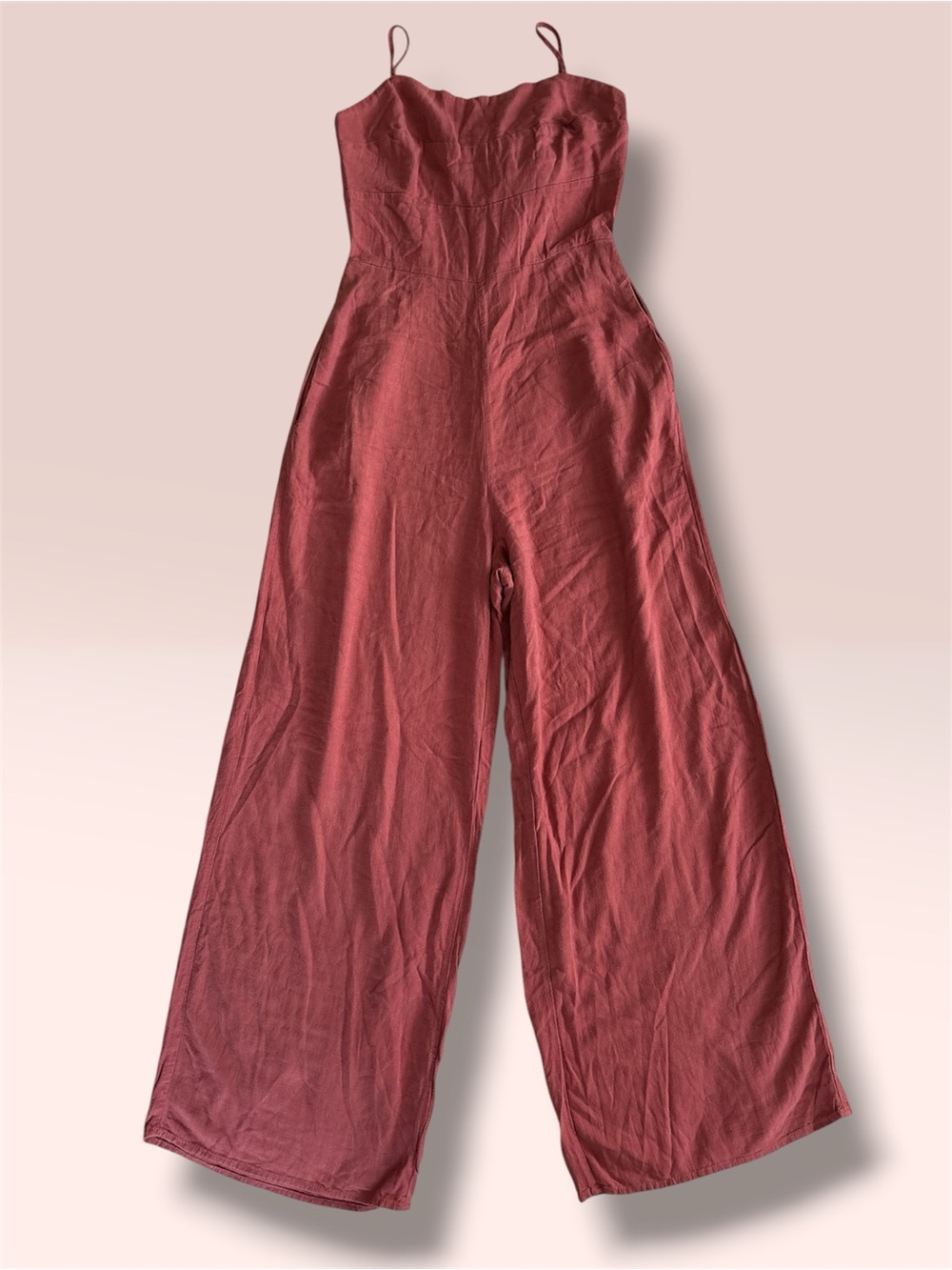 Audrey Parks Francesca’s Rust Rose Tie Back Wide Leg Jumpsuit Size S